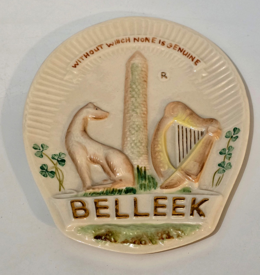 Vtg Belleek Collectors' Society Plaque Issued to Members Only Mint